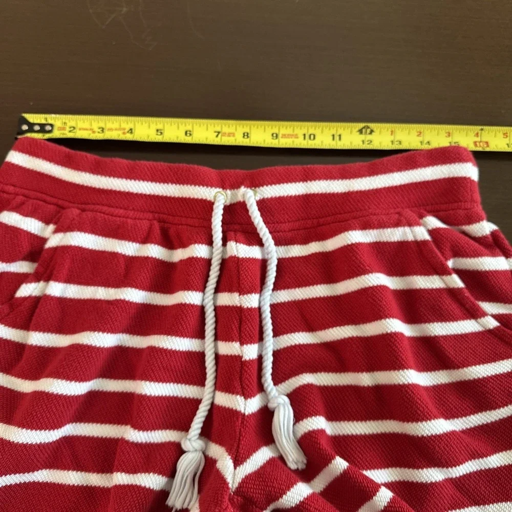 Talbots Beach Terry Shorts Luna Red White Stripe Drawstring Women Size M